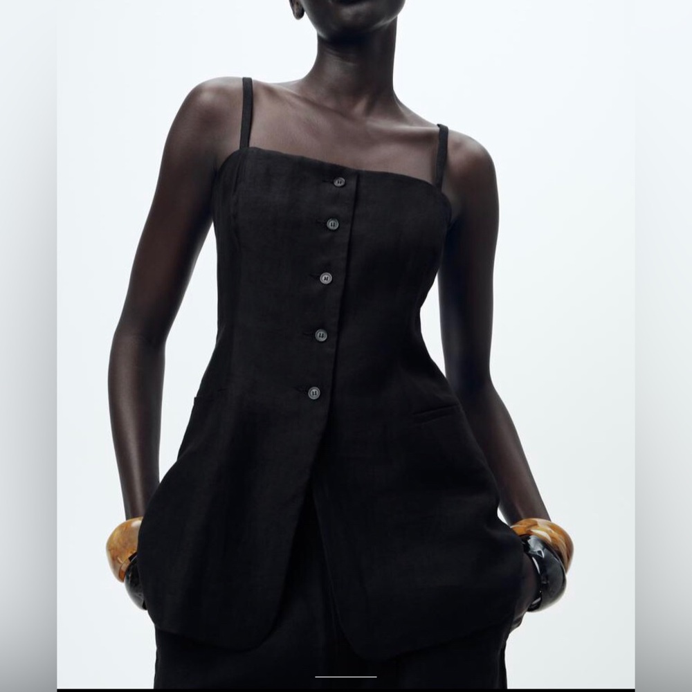Zara Linen Button Front Vest